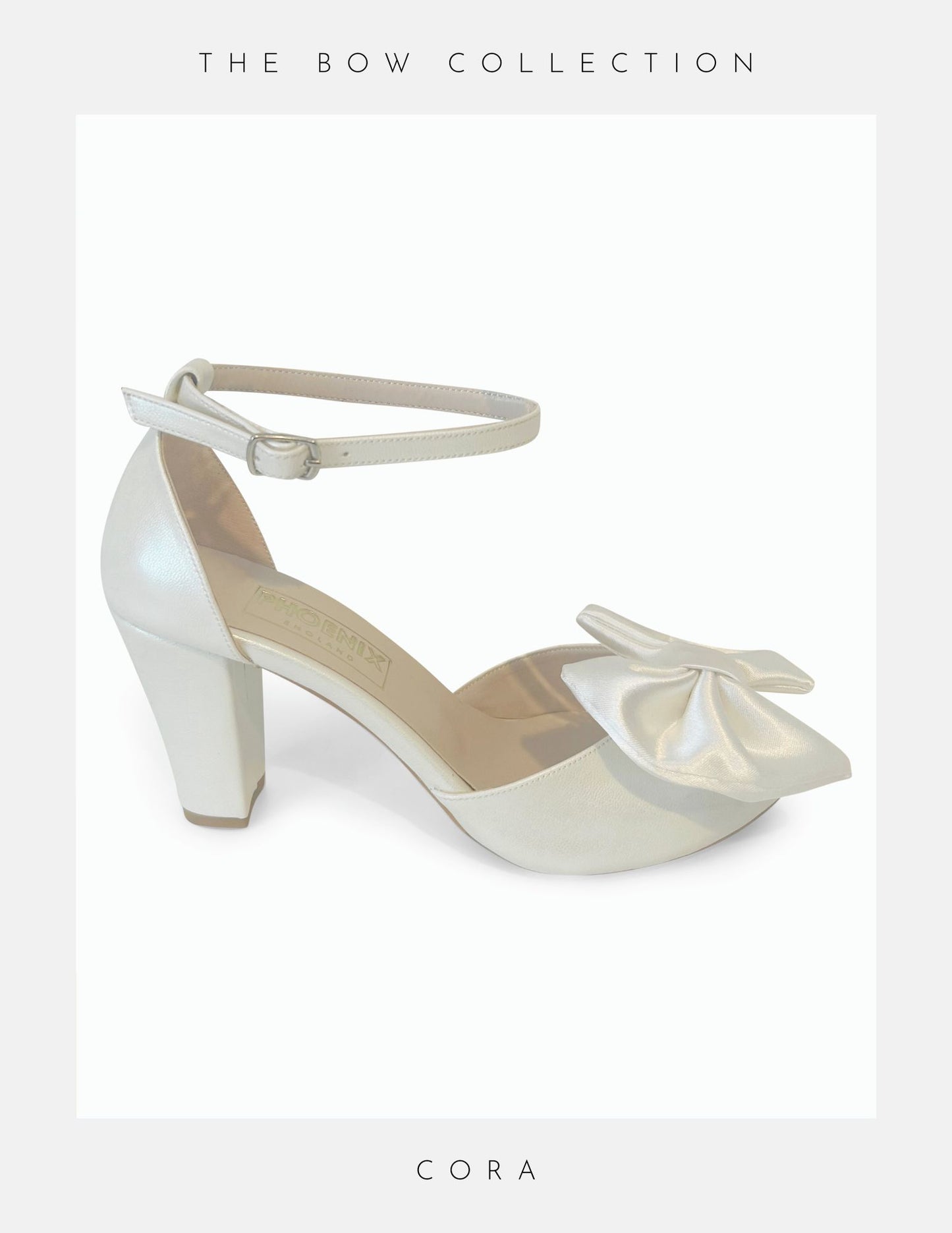 Cora Bow Block Heel Closed Toe Bridal Shoes