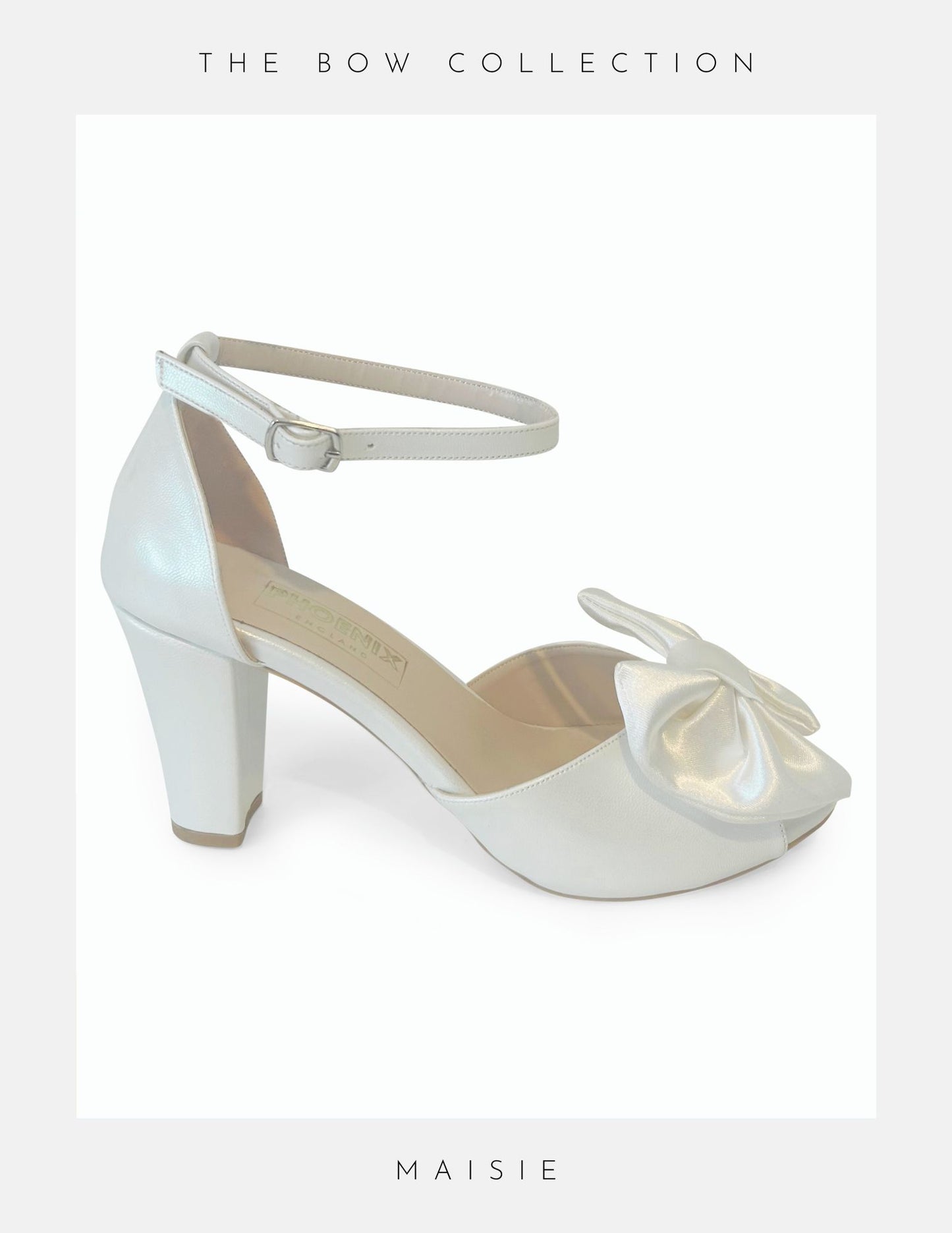 Maisie Bow Block Heel Peep Toe Bridal Shoes