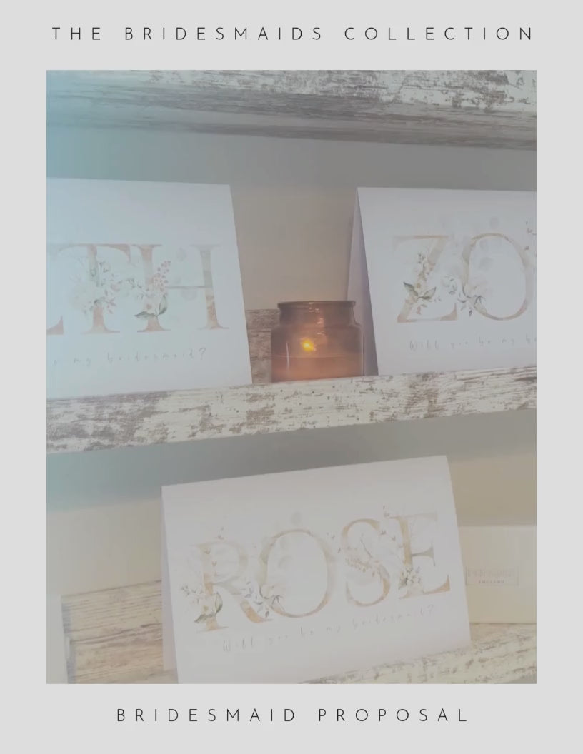 Video of bridesmaids proposal personalised cards.