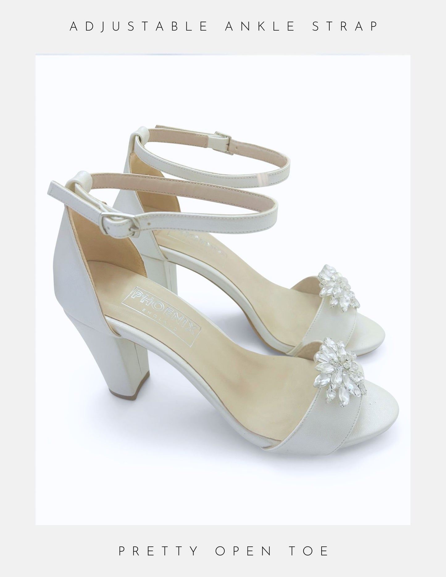 Rosa Crystal Block High Heel Bridal Shoes 3