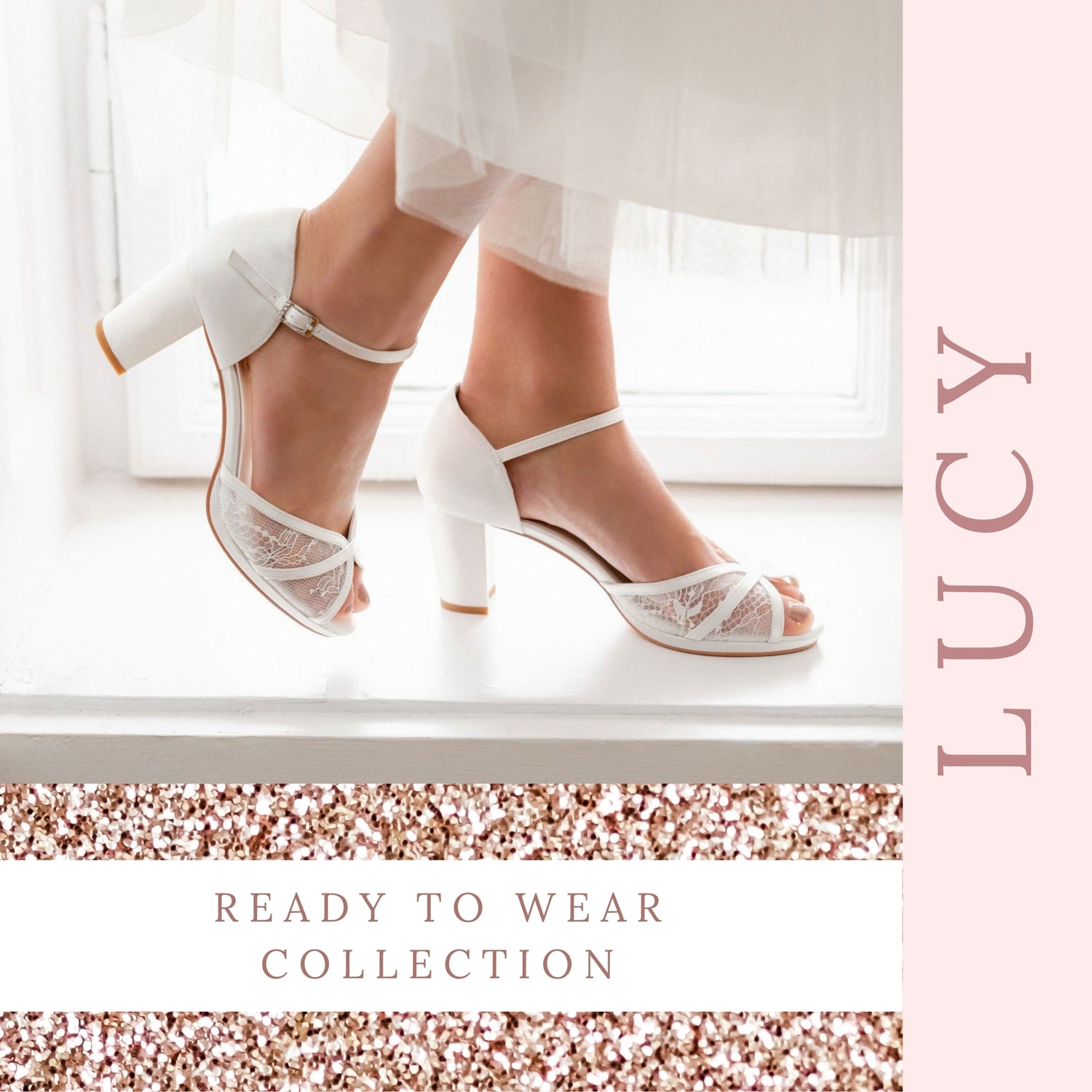Perfect Bridal Charlotte Ivory Satin Pearl Brooch Platform Sandals