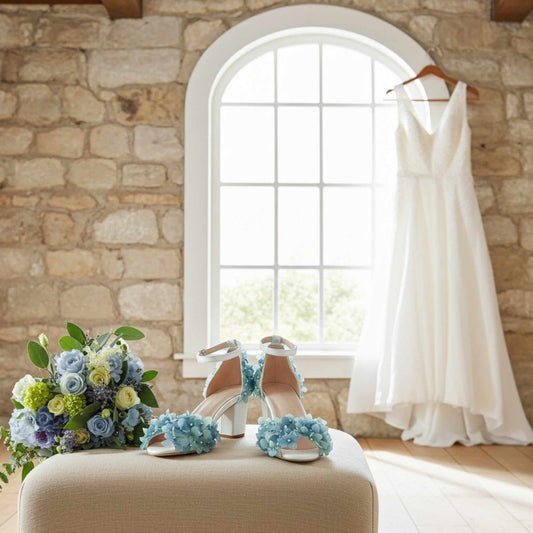 Georgia Floral Peep Toe Low Bridal Shoes