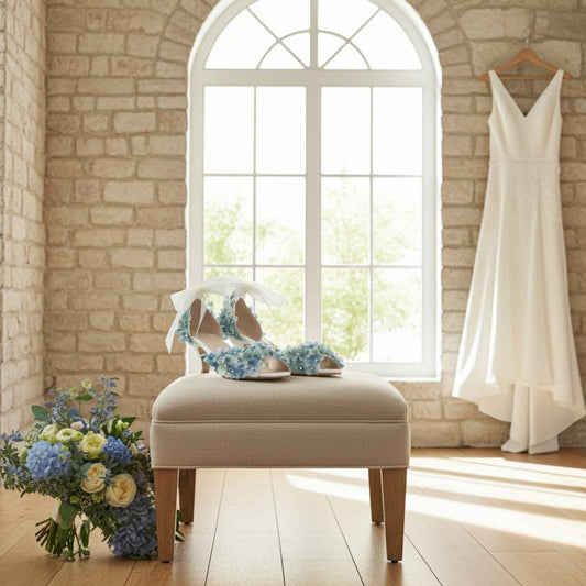 Millie Floral Peep Toe Kitten Bridal Shoes