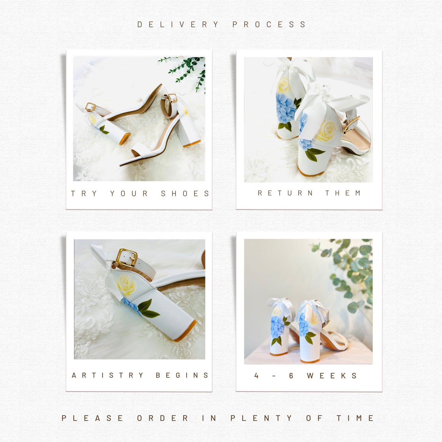Hydrangea Wedding Shoes | Painted Wedding Shoes