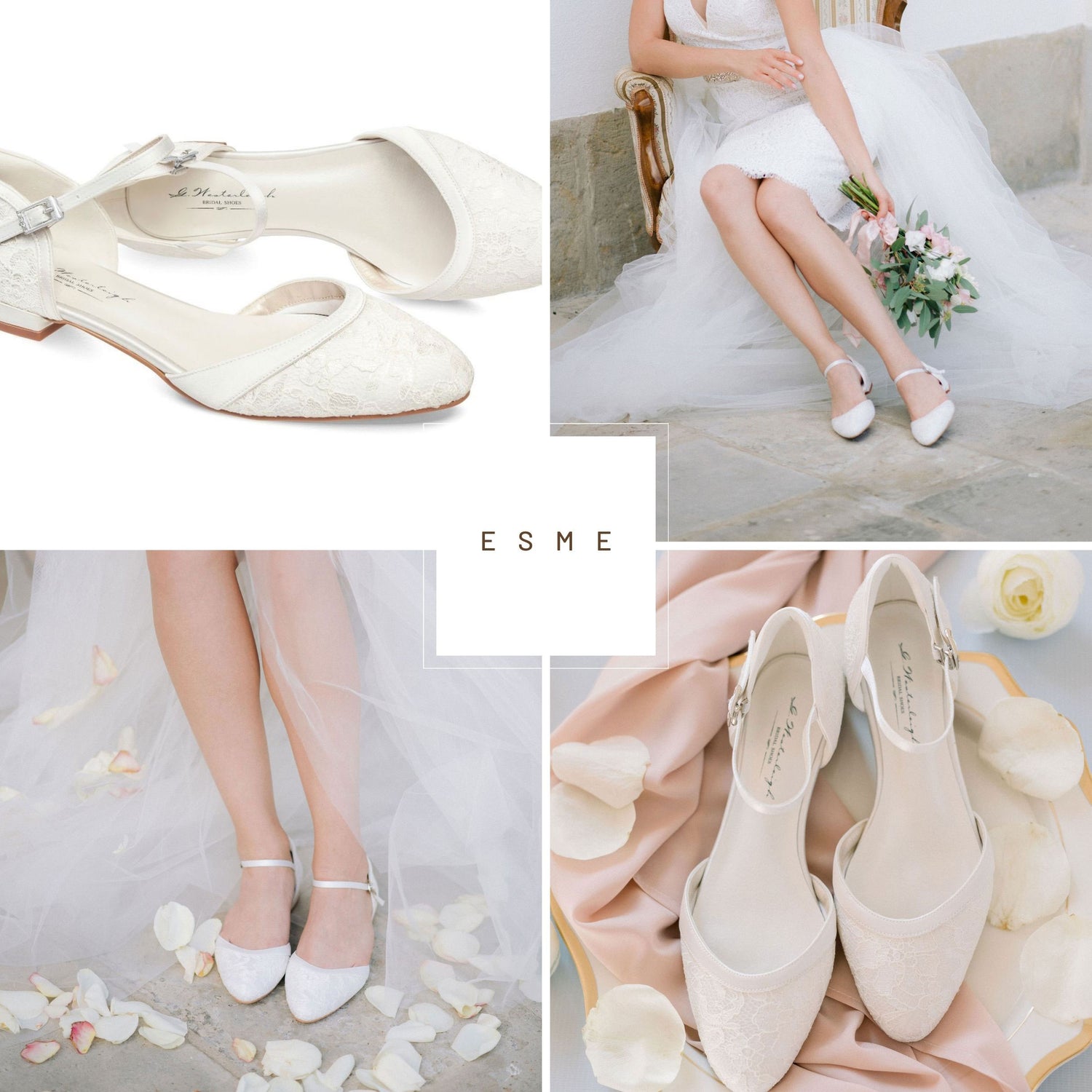 White Satin Block Heel with Wrapped Ankle Tie, Bridal Shoes