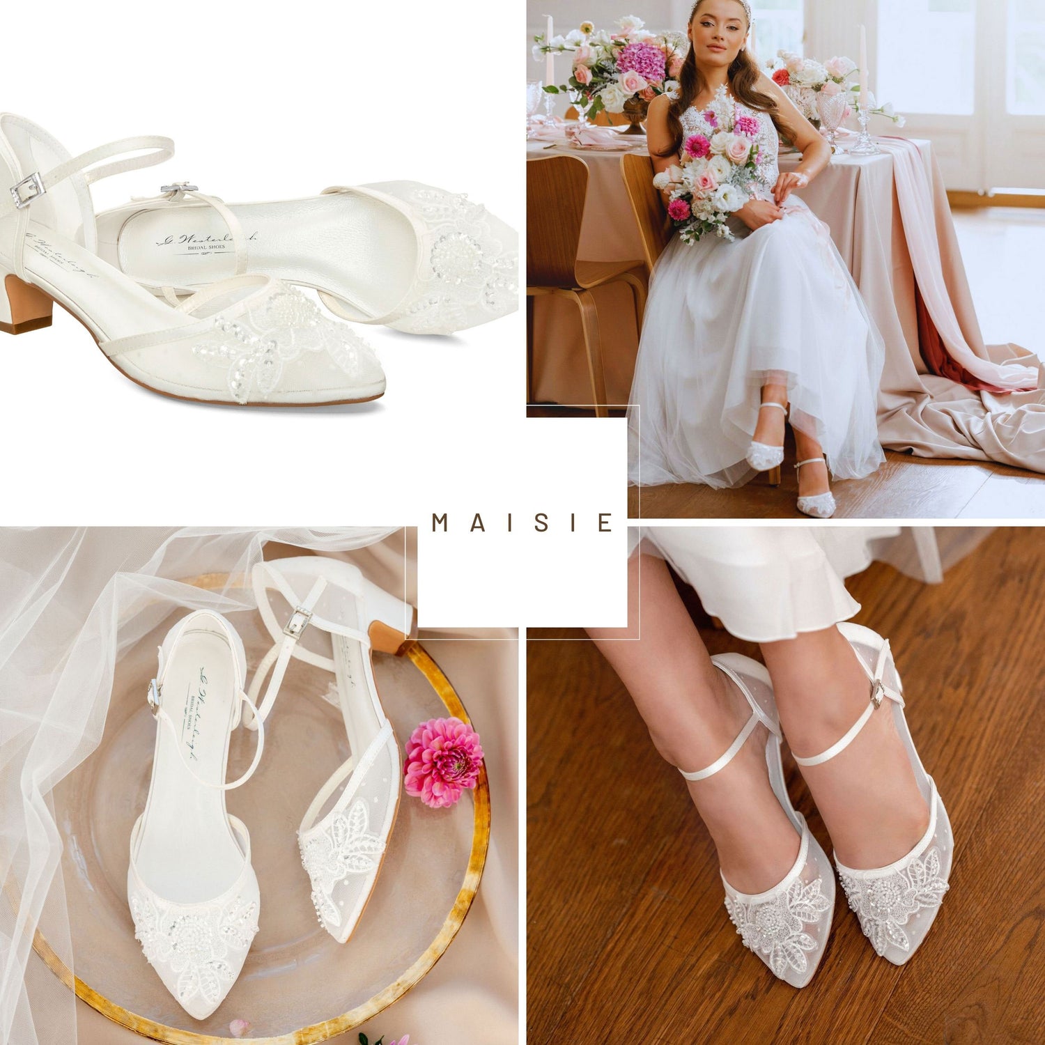 Pearl Embellished Low Heels D'orsay Pumps Shoes For Wedding | Up2Step