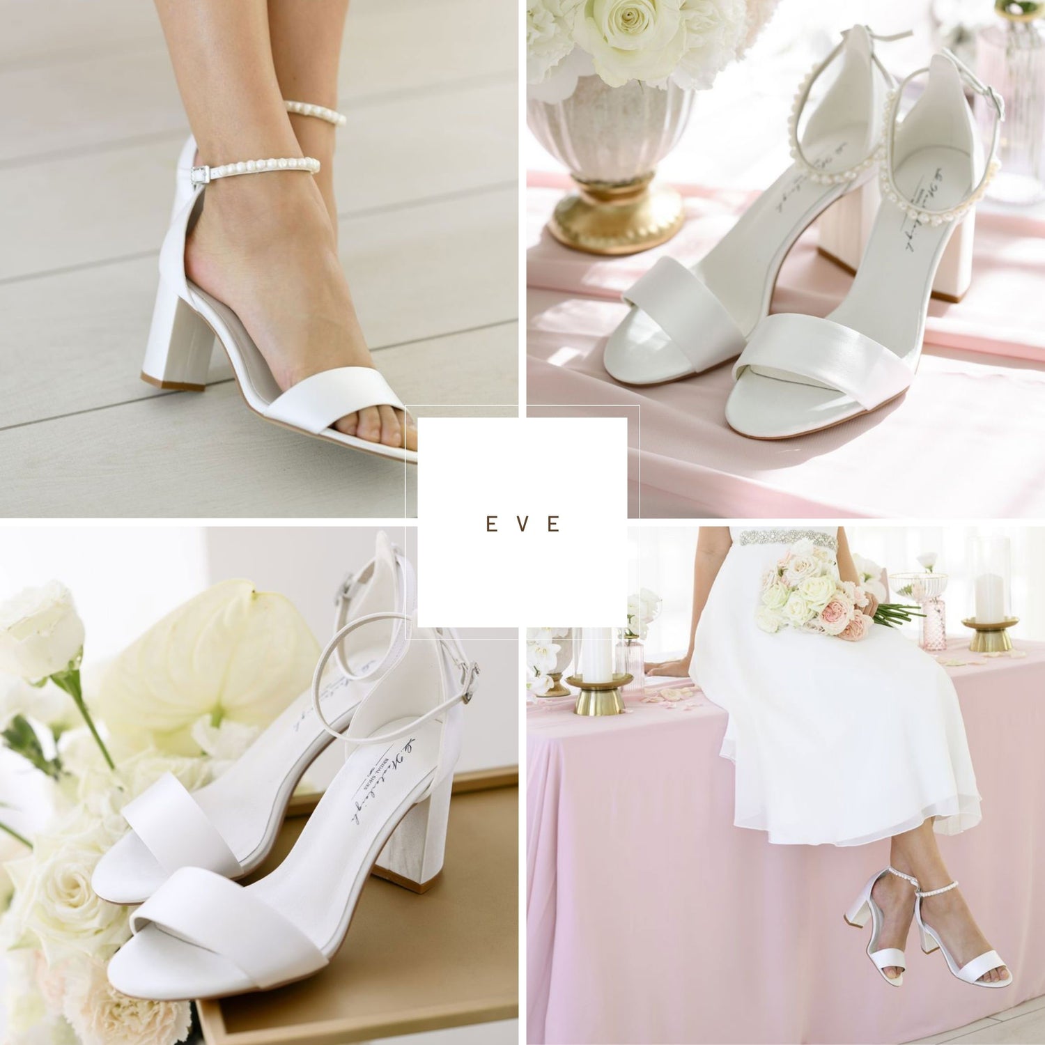 Ivory block heel bridal shoes Clearance