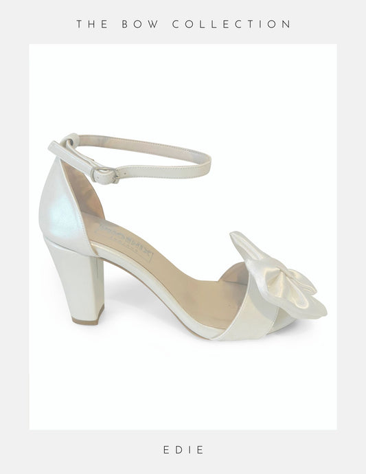 Edie Bow High Block Heel Bridal Shoes