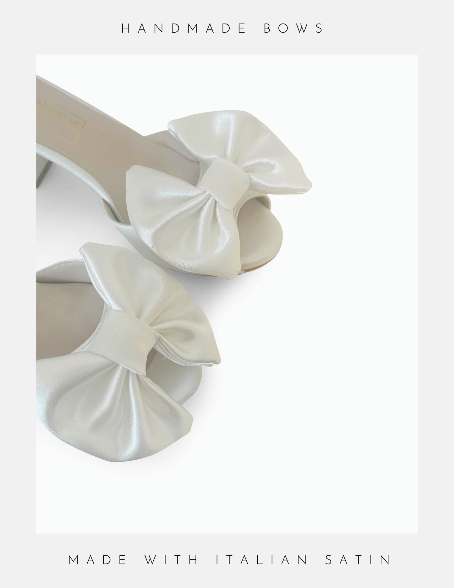 Etta Bow Low Block Heel Peep Toe Bridal Shoes 3