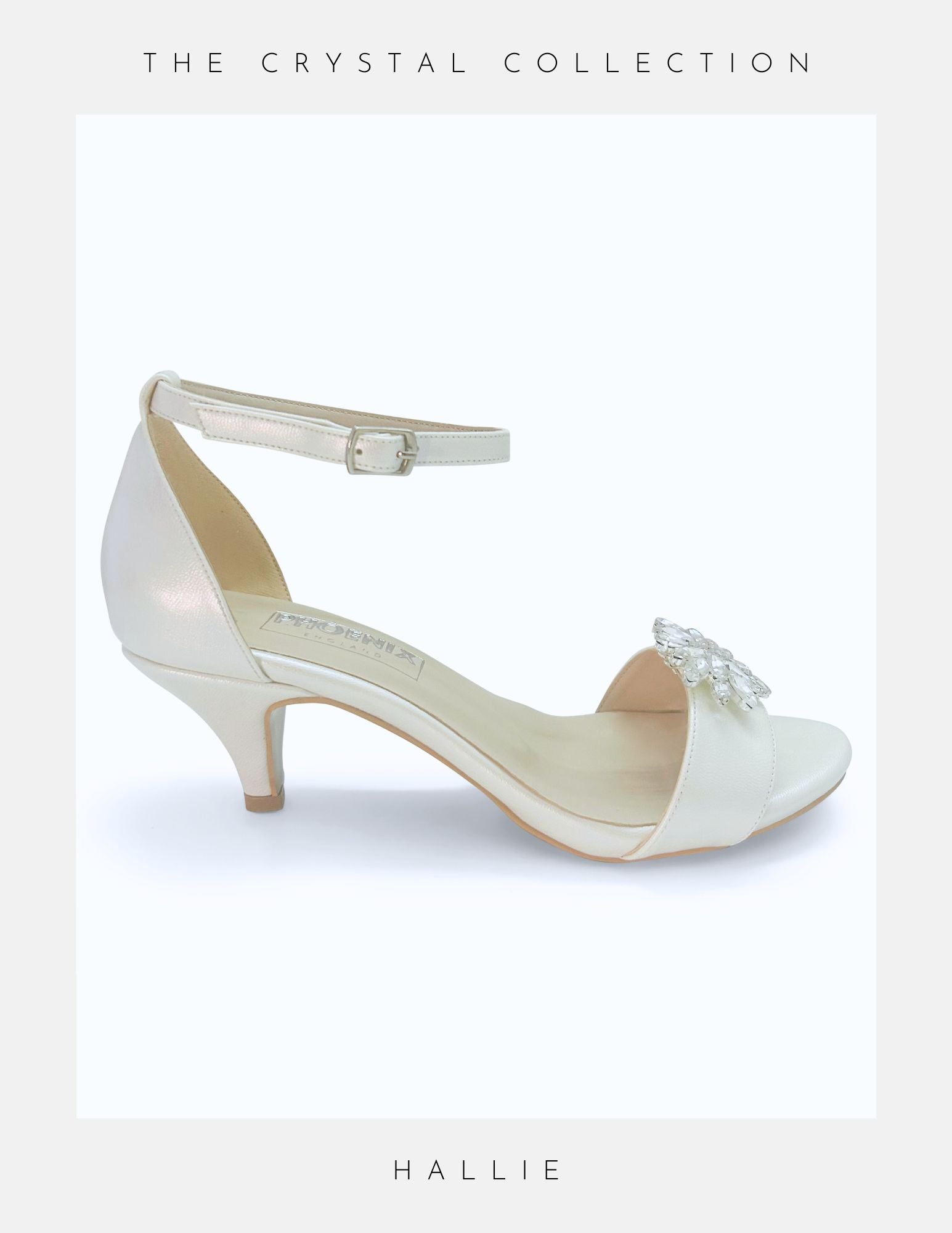 Hallie Crystal Peep Toe Kitten Heel Bridal Shoes