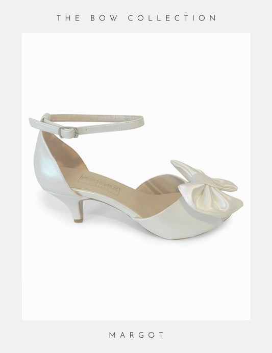 Margot Bow Kitten Heel Bridal Shoes