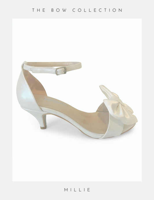 Millie Bow Kitten Heel Bridal Shoes