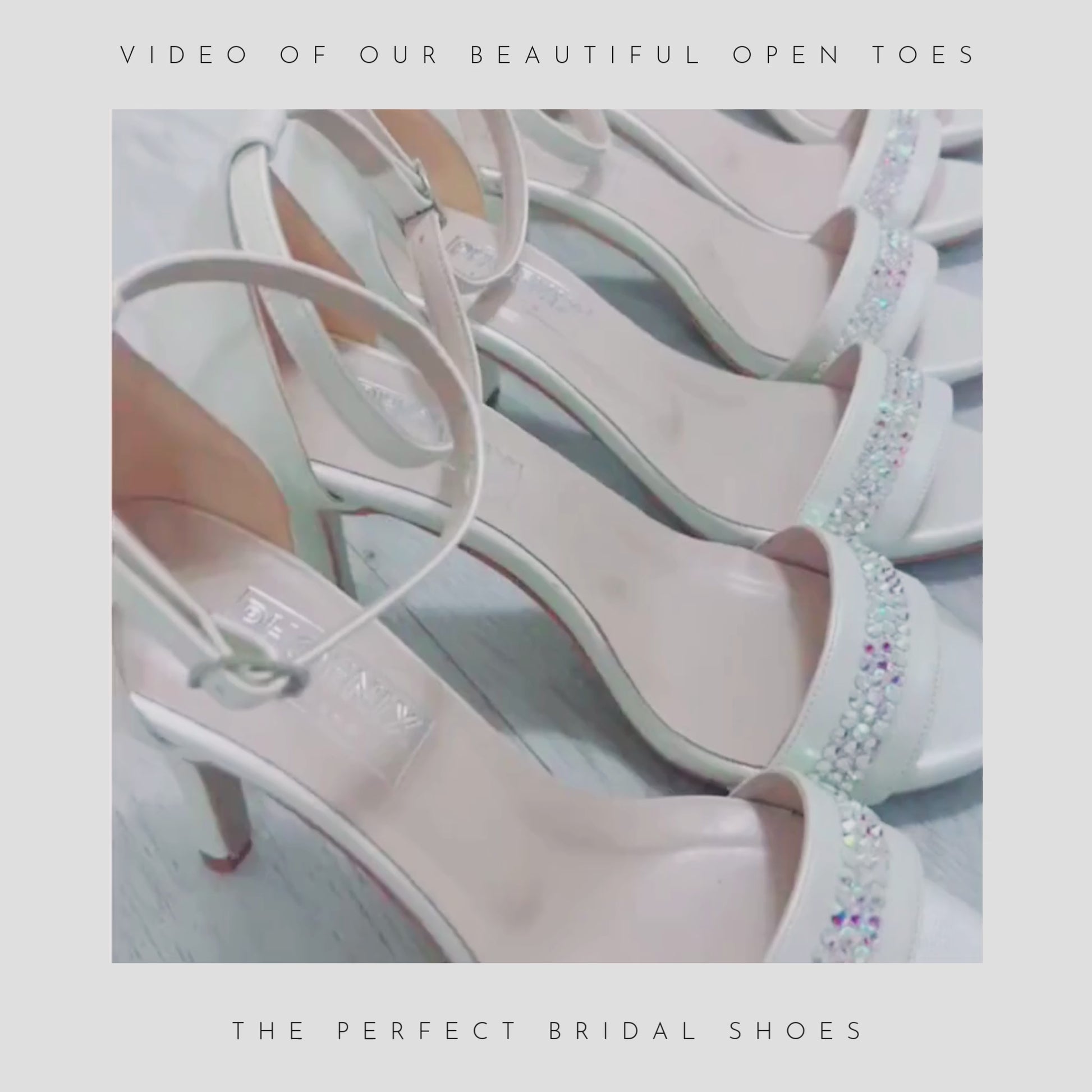 Video of Phoenix England open toe bridal shoes